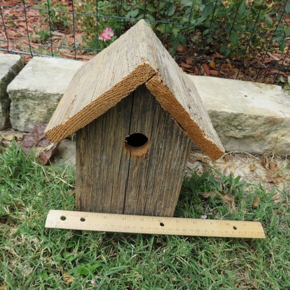 Vintage Handmade Rustic Wood Birdhouse For Garden Decor, Farmhouse Decor - Picture 7 of 10